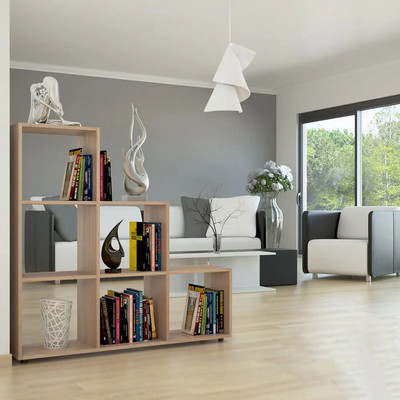 Зручний стелаж для дому, сходи, книжкова шафа з ДСП 6 відділень, Дуб Сонома* Зображення