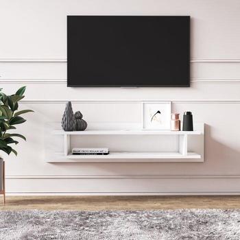Тумба для ТВ настенная, тумбочка под телевизор, подставка под TV ТВТ-10, Белый* Изображение