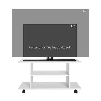Тумба для Тв на колесиках, тумбочка под телевизор, подставка под TV ТВТ-7, Белый* Изображение